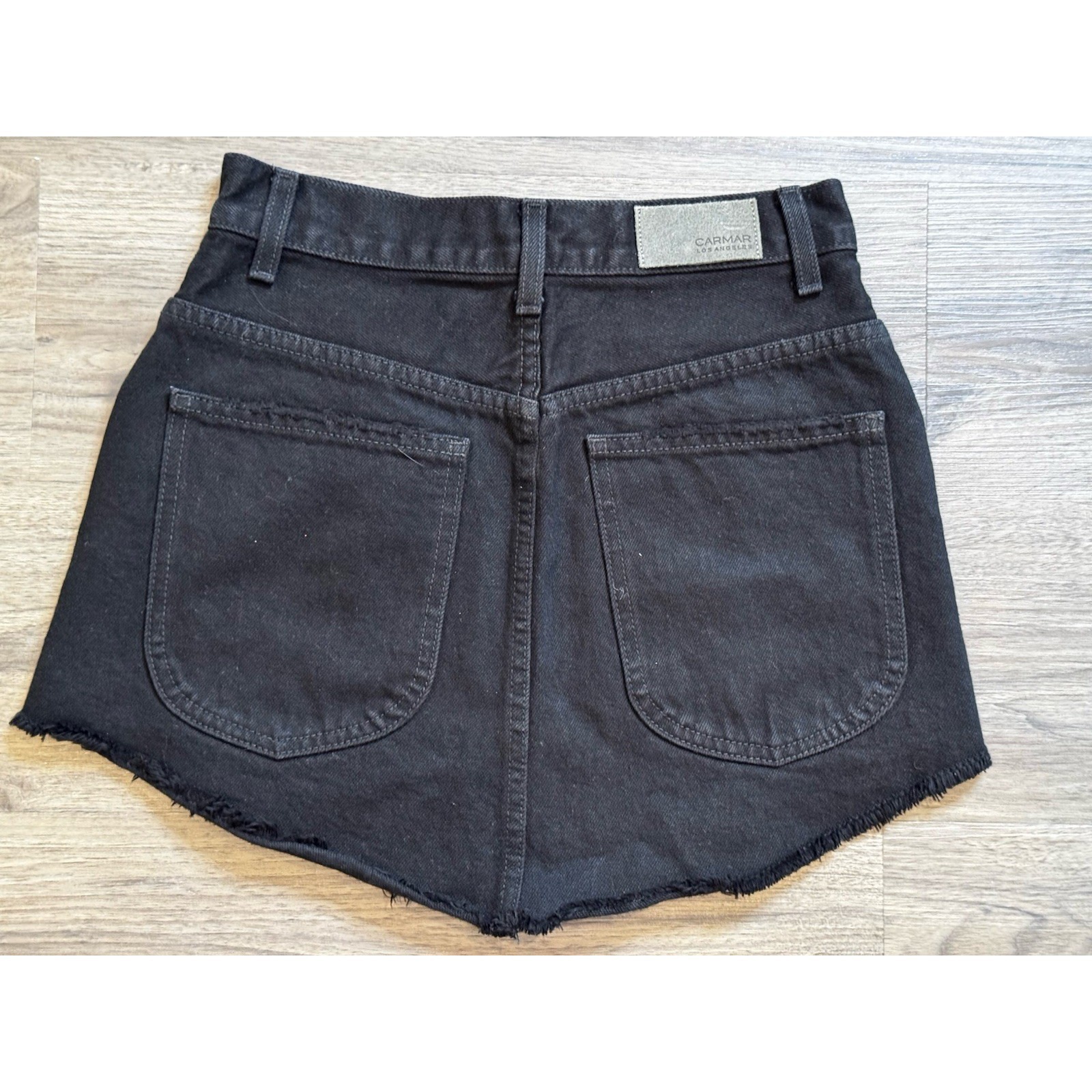 Nwt Carmar Womens Beatrice Beach Denim Skirt 25 Raw Hem Grunge Goth Mink — image 7 of 8